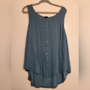 Torrid Blue Sleeveless Button-Front Blouse